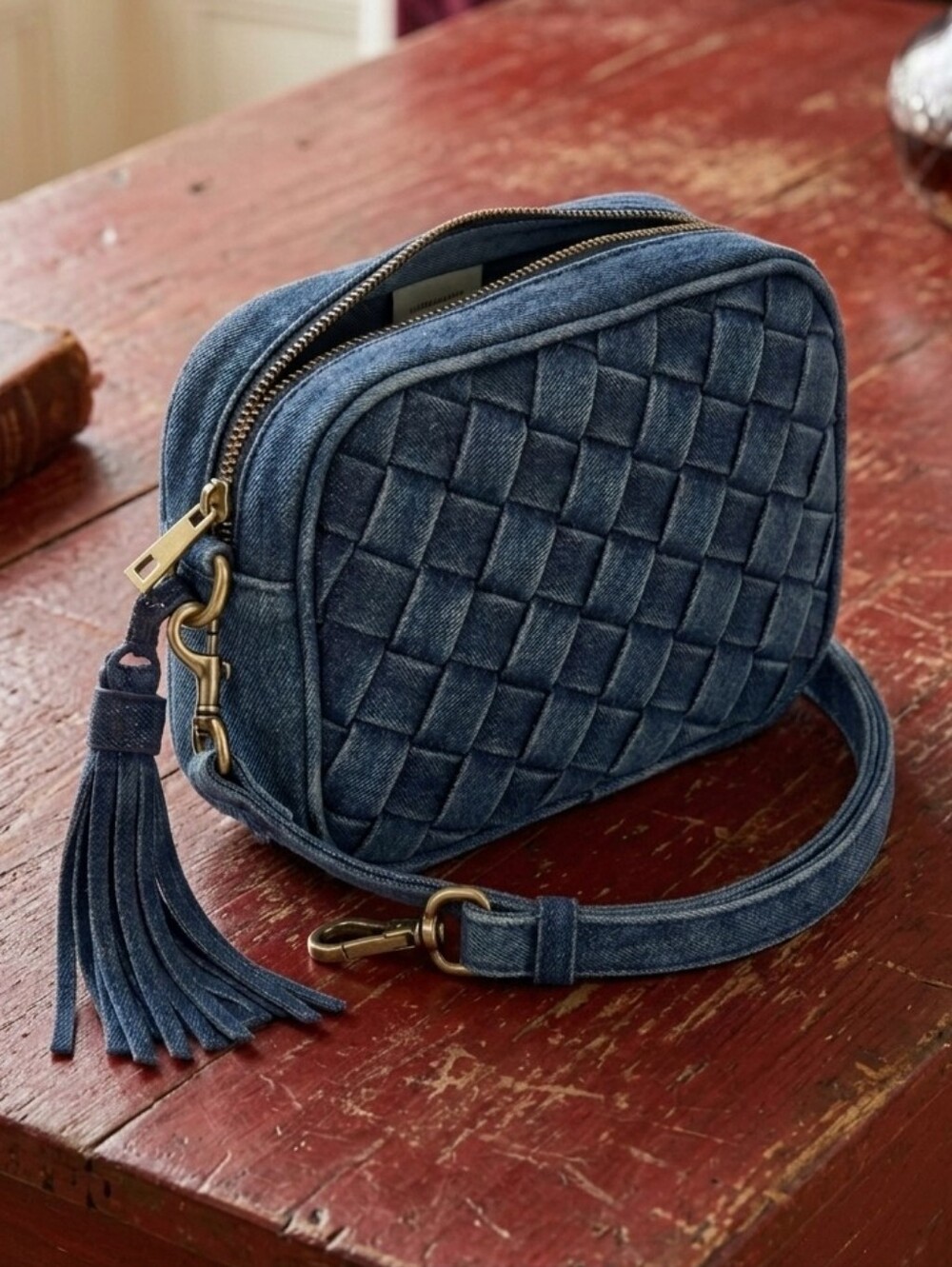 Patricia Nash Quilted Denim Crossbody Bag